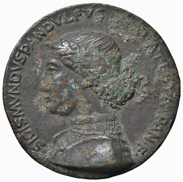 SIGISMONDO MALATESTA SIGNORE DI RIMINI E FANO (1432-1468). MEDAGLIA DEL 1450 PER LA COSTRUZIONE DEL TEMPIO MALATESTIANO DI RIMINI OPUS MATTEO DE’ PASTI  - Asta MEDAGLIE DI VENEZIA. MONETE E MEDAGLIE IN ORO ESTERE - Associazione Nazionale - Case d'Asta italiane