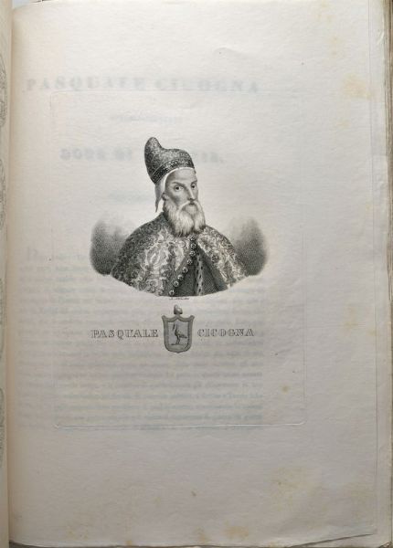 BIOGRAFIE DEI DOGI DI VENEZIA SCRITTE DALLI CHIARISSIMI EMANUELE CAV. CICOGNA, GIOVANNI VELUDO, FRANCESCO CAFFI, GIOVANNI CASONI E GIANNANTONIO CAV. MOSCHINI CON CENTO VENTI RITRATTI INCISI IN RAME DA ANTONIO NANI. EDIZIONE SECONDA COLLA SERIE INCISA DELLE PI PREGEVOLI MEDAGLIE E MONETE PER ESSI CONIATE.  - Asta MEDAGLIE DI VENEZIA. MONETE E MEDAGLIE IN ORO ESTERE - Associazione Nazionale - Case d'Asta italiane