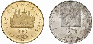 CECOSLOVACCHIA. REPUBBLICA SOCIALISTA (1960-1990). ZECCA DI KREMNITZ. UNA MEDAGLIA IN ORO E UNA MONETA D&rsquo;ARGENTO (25 CORONE) DELLA SERIE &ldquo;JEAN EVANGELISTA PURKYN&Ecirc; (1869-1969)&rdquo; IN ASTUCCIO ORIGINALE  - Asta MEDAGLIE DI VENEZIA. MONETE E MEDAGLIE IN ORO ESTERE - Associazione Nazionale - Case d'Asta italiane