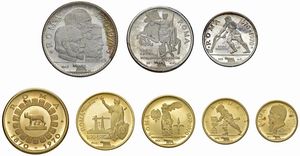 EMIRATI ARABI UNITI RAS-AL-KHAIMAH. SAQR BIN MUHAMMAD AL-QUASIM (1948-2010). SERIE COMPLETA DI OTTO MONETE A CORSO LEGALE (200, 150, 100, 50, 75 RIYALS IN ORO; 15, 10, 7,5 RIYALS IN ARGENTO) PER LA CELEBRAZIONE DEL CENTENARIO DI ROMA CAPITALE (1870-1970) IN ASTUCCIO ORIGINALE E CERTIFICATO DI EMISSIONE  - Asta MEDAGLIE DI VENEZIA. MONETE E MEDAGLIE IN ORO ESTERE - Associazione Nazionale - Case d'Asta italiane