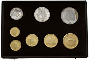 EMIRATI ARABI UNITI RAS-AL-KHAIMAH. SAQR BIN MUHAMMAD AL-QUASIM (1948-2010). SERIE COMPLETA DI OTTO MONETE A CORSO LEGALE (200, 150, 100, 50, 75 RIYALS IN ORO; 15, 10, 7,5 RIYALS IN ARGENTO) PER LA CELEBRAZIONE DEL CENTENARIO DI ROMA CAPITALE (1870-1970) IN ASTUCCIO ORIGINALE E CERTIFICATO DI EMISSIONE  - Asta MEDAGLIE DI VENEZIA. MONETE E MEDAGLIE IN ORO ESTERE - Associazione Nazionale - Case d'Asta italiane