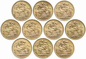 GRAN BRETAGNA. DIECI STERLINE  - Asta MEDAGLIE DI VENEZIA. MONETE E MEDAGLIE IN ORO ESTERE - Associazione Nazionale - Case d'Asta italiane