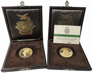 GUINEA. REPUBBLICA. DUE MONETE IN ORO 900 DA 5.000 FRANCHI 1970 CIASCUNA IN ASTUCCIO ORIGINALE E CERTIFICATO DI EMISSIONE  - Asta MEDAGLIE DI VENEZIA. MONETE E MEDAGLIE IN ORO ESTERE - Associazione Nazionale - Case d'Asta italiane