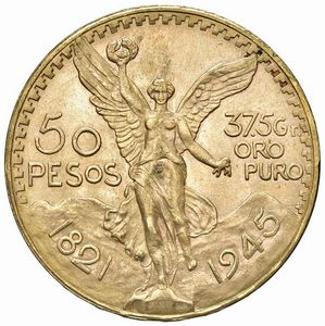 MESSICO. 50 PESOS 1945  - Asta MEDAGLIE DI VENEZIA. MONETE E MEDAGLIE IN ORO ESTERE - Associazione Nazionale - Case d'Asta italiane