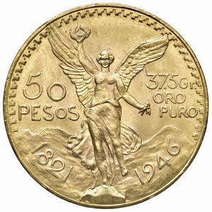 MESSICO. 50 PESOS 1946  - Asta MEDAGLIE DI VENEZIA. MONETE E MEDAGLIE IN ORO ESTERE - Associazione Nazionale - Case d'Asta italiane