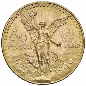 MESSICO. 50 PESOS 1946  - Asta MEDAGLIE DI VENEZIA. MONETE E MEDAGLIE IN ORO ESTERE - Associazione Nazionale - Case d'Asta italiane