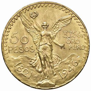 MESSICO. 50 PESOS 1946  - Asta MEDAGLIE DI VENEZIA. MONETE E MEDAGLIE IN ORO ESTERE - Associazione Nazionale - Case d'Asta italiane