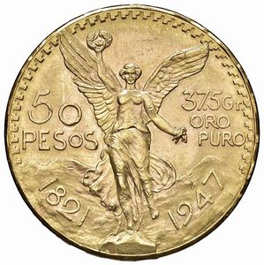 MESSICO. 50 PESOS 1947  - Asta MEDAGLIE DI VENEZIA. MONETE E MEDAGLIE IN ORO ESTERE - Associazione Nazionale - Case d'Asta italiane
