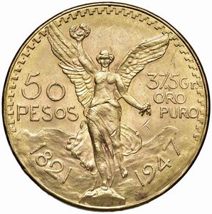MESSICO. 50 PESOS 1947  - Asta MEDAGLIE DI VENEZIA. MONETE E MEDAGLIE IN ORO ESTERE - Associazione Nazionale - Case d'Asta italiane