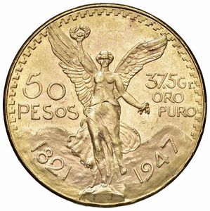 MESSICO. 50 PESOS 1947  - Asta MEDAGLIE DI VENEZIA. MONETE E MEDAGLIE IN ORO ESTERE - Associazione Nazionale - Case d'Asta italiane