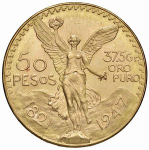 MESSICO. 50 PESOS 1947  - Asta MEDAGLIE DI VENEZIA. MONETE E MEDAGLIE IN ORO ESTERE - Associazione Nazionale - Case d'Asta italiane