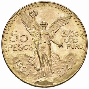 MESSICO. 50 PESOS 1947  - Asta MEDAGLIE DI VENEZIA. MONETE E MEDAGLIE IN ORO ESTERE - Associazione Nazionale - Case d'Asta italiane