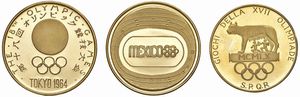 TRE MEDAGLIE IN ORO 900 COMMEMORATIVE DELLE OLIMPIADI DEL 1960, 1964 E 1988  - Asta MEDAGLIE DI VENEZIA. MONETE E MEDAGLIE IN ORO ESTERE - Associazione Nazionale - Case d'Asta italiane