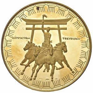 MEDAGLIA IN ORO 900 PER LE OLIMPIADI DI TOKIO 1964  - Asta MEDAGLIE DI VENEZIA. MONETE E MEDAGLIE IN ORO ESTERE - Associazione Nazionale - Case d'Asta italiane