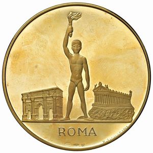 MEDAGLIA IN ORO 900 PER LE OLIMPIADI DI ROMA 1960 OPUS SIGNORINI  - Asta MEDAGLIE DI VENEZIA. MONETE E MEDAGLIE IN ORO ESTERE - Associazione Nazionale - Case d'Asta italiane