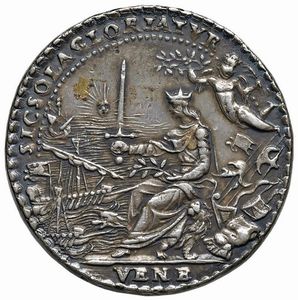 ALVISE I MOCENIGO (1570-1577) LXXXV DOGE. MEDAGLIA CELEBRATIVA CONIATA A VENEZIA NEL 1571 OPUS ANONIMO  - Asta MEDAGLIE DI VENEZIA. MONETE E MEDAGLIE IN ORO ESTERE - Associazione Nazionale - Case d'Asta italiane
