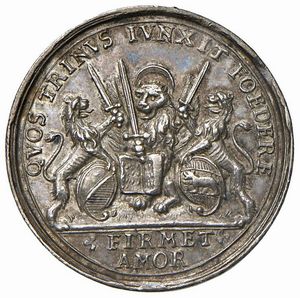 PIETRO GRIMANI (1741-1752) CXV DOGE. MEDAGLIA CELEBRATIVA DELL’ALLEANZA FRA VENEZIA E LE REPUBBLICHE DI ZURIGO E BERNA CONIATA NELLA ZECCA DI ZURIGO NEL 1706 OPUS HANS JAKOB GESSNER  - Asta MEDAGLIE DI VENEZIA. MONETE E MEDAGLIE IN ORO ESTERE - Associazione Nazionale - Case d'Asta italiane