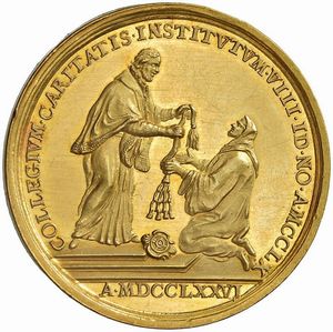 FRANCESCO LOREDAN (1752-1762) E LUDOVICO MANIN (1789-1797). MEDAGLIA CELEBRATIVA DELLA FONDAZIONE DELLA SCUOLA GRANDE DI SANTA MARIA DELLA CARITÀ CONIATA NELLA ZECCA DI VENEZIA NEL 1776 OPUS ANTONIO SCHABEL  - Asta MEDAGLIE DI VENEZIA. MONETE E MEDAGLIE IN ORO ESTERE - Associazione Nazionale - Case d'Asta italiane