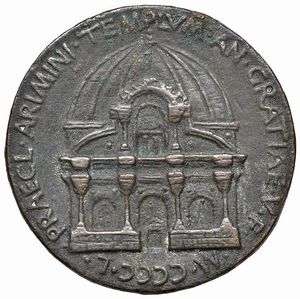 SIGISMONDO MALATESTA SIGNORE DI RIMINI E FANO (1432-1468). MEDAGLIA DEL 1450 PER LA COSTRUZIONE DEL TEMPIO MALATESTIANO DI RIMINI OPUS MATTEO DE’ PASTI  - Asta MEDAGLIE DI VENEZIA. MONETE E MEDAGLIE IN ORO ESTERE - Associazione Nazionale - Case d'Asta italiane