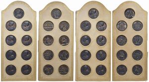 PAPALI. LEONE XIII (1878-1903). IMPORTANTE RACCOLTA COMPLETA DI TUTTE LE VENTISETTE MEDAGLIE IN ARGENTO DELLA VITA DI QUESTO PONTEFICE (DALL’ANNO I ALL’ANNO XXVI) IN CONSERVAZIONE FIOR DI CONIO E CON STRAORDINARIA PATINA IRIDESCENTE RACCHIUSA IN ELEGANTE ESPOSITORE COLOR AVORIO CORREDATO DA FREGI IN ORO E BLASONE DI PAPA PIO X (SUCCESSORE DI LEONE XIII) NEL FRONTESPIZIO  - Asta MEDAGLIE DI VENEZIA. MONETE E MEDAGLIE IN ORO ESTERE - Associazione Nazionale - Case d'Asta italiane