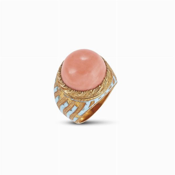 ANELLO CON CORALLO ROSA  - Asta Gioielli - Associazione Nazionale - Case d'Asta italiane