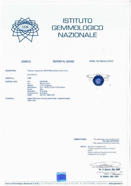 bulgari : BULGARI ANELLO CON ZAFFIRO BIRMANO E DIAMANTI  - Asta Gioielli - Associazione Nazionale - Case d'Asta italiane