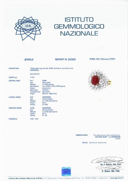 ANELLO CON RUBINO BIRMANO E DIAMANTI  - Asta Gioielli - Associazione Nazionale - Case d'Asta italiane