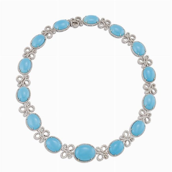 COLLANA DI TURCHESI E DIAMANTI  - Asta Gioielli - Associazione Nazionale - Case d'Asta italiane