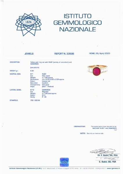 ANELLO CON RUBINO E DIAMANTI  - Asta Gioielli - Associazione Nazionale - Case d'Asta italiane