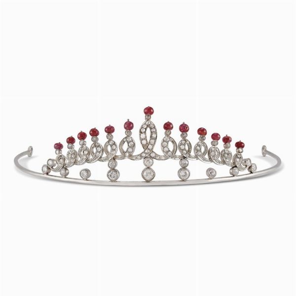 TIARA CON RUBINI E DIAMANTI  - Asta Gioielli - Associazione Nazionale - Case d'Asta italiane