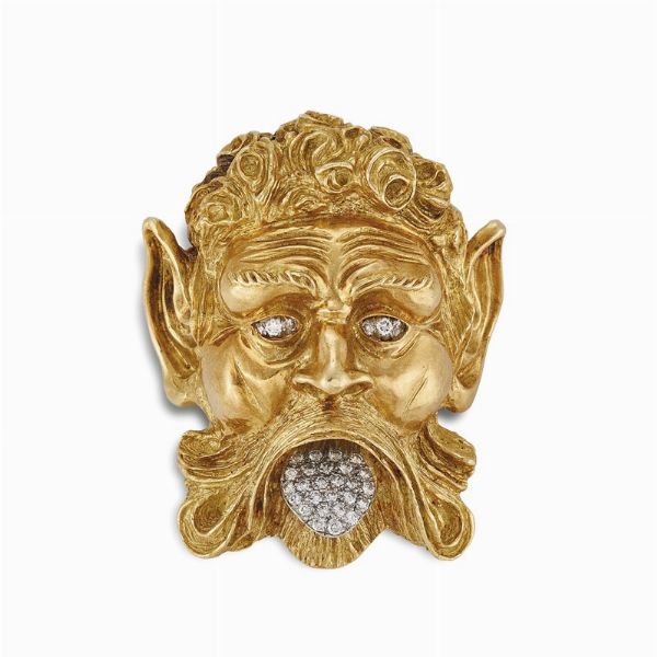 DAVID WEBB SPILLA CON VOLTO DI SATIRO  - Asta Gioielli - Associazione Nazionale - Case d'Asta italiane