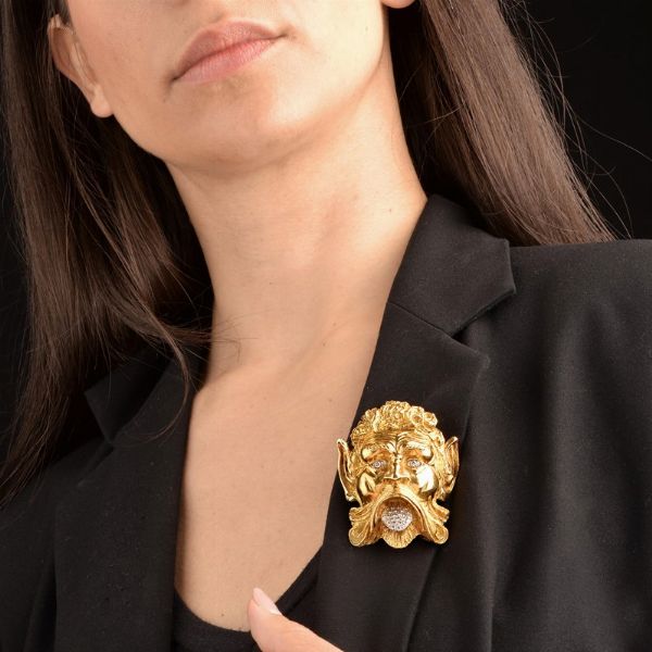 DAVID WEBB SPILLA CON VOLTO DI SATIRO  - Asta Gioielli - Associazione Nazionale - Case d'Asta italiane