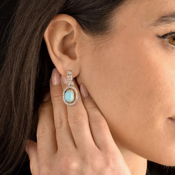 BUCCELLATI : BUCCELLATI PAIO DI ORECCHINI PENDENTI CON TURCHESI E DIAMANTI  - Asta Gioielli - Associazione Nazionale - Case d'Asta italiane