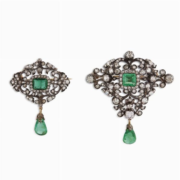 DEMIPARURE CON SMERALDI COLOMBIANI E DIAMANTI  - Asta Gioielli - Associazione Nazionale - Case d'Asta italiane