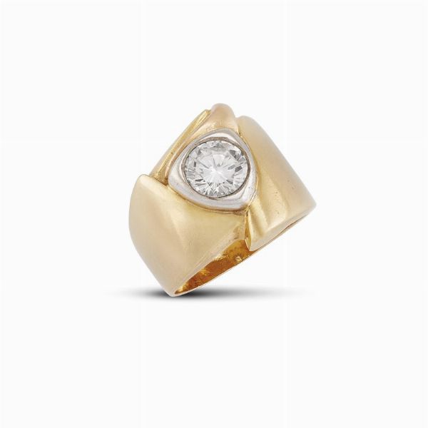 ANELLO A FASCIA CON DIAMANTE  - Asta Gioielli - Associazione Nazionale - Case d'Asta italiane