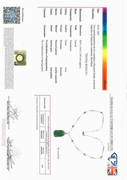 COLLANA CON PENDENTE IN GIADEITE E DIAMANTI  - Asta Gioielli - Associazione Nazionale - Case d'Asta italiane