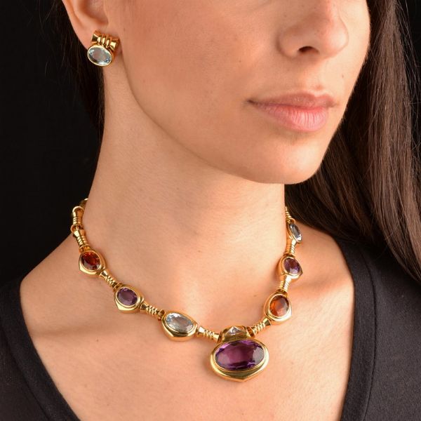 bulgari : BULGARI DEMI PARURE CON PIETRE SEMIPREZIOSE  - Asta Gioielli - Associazione Nazionale - Case d'Asta italiane