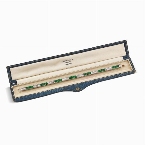 TIFFANY & CO : TIFFANY & CO. BRACCIALE CON SMERALDI COLOMBIANI E DIAMANTI  - Asta Gioielli - Associazione Nazionale - Case d'Asta italiane