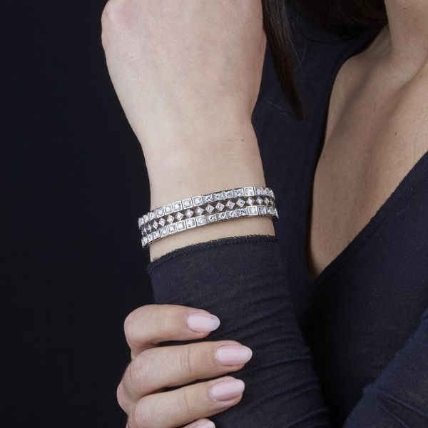 BRACCIALE A FASCIA CON DIAMANTI  - Asta Gioielli - Associazione Nazionale - Case d'Asta italiane