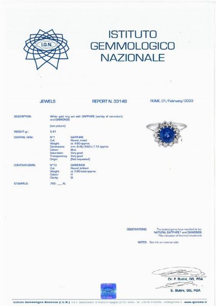 ANELLO A MARGHERITA CON ZAFFIRO E DIAMANTI  - Asta Gioielli - Associazione Nazionale - Case d'Asta italiane