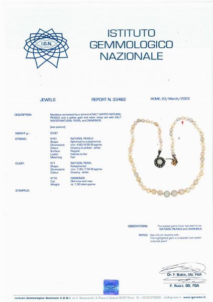 COLLANA DI PERLE NATURALI  - Asta Gioielli - Associazione Nazionale - Case d'Asta italiane