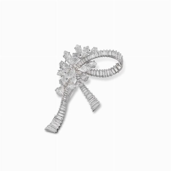 SPILLA A FIOCCO CON DIAMANTI  - Asta Gioielli - Associazione Nazionale - Case d'Asta italiane