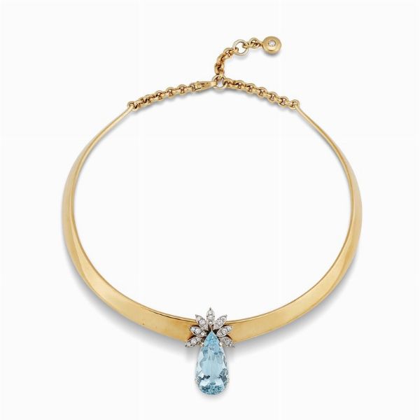 COLLANA CON ACQUAMARINA E DIAMANTI  - Asta Gioielli - Associazione Nazionale - Case d'Asta italiane