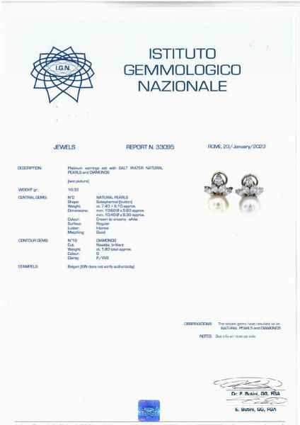 bulgari : BULGARI PAIO DI ORECCHINI CON PERLE NATURALI E DIAMANTI  - Asta Gioielli - Associazione Nazionale - Case d'Asta italiane