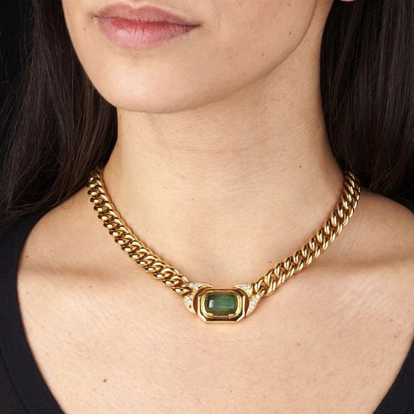 COLLANA GROUMETTE CON TORMALINA E DIAMANTI  - Asta Gioielli - Associazione Nazionale - Case d'Asta italiane