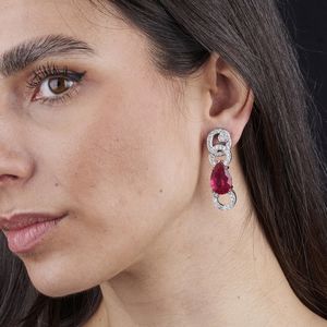 MASSONI PAIO DI ORECCHINI PENDENTI CON RUBELLITI E DIAMANTI  - Asta Gioielli - Associazione Nazionale - Case d'Asta italiane