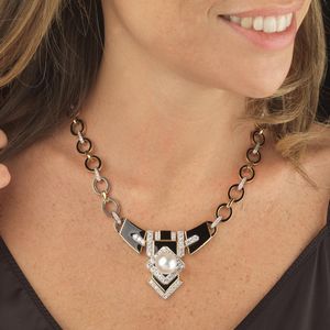 COLLANA CON PERLA E DIAMANTI  - Asta Gioielli - Associazione Nazionale - Case d'Asta italiane