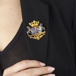 SPILLA CON STEMMI ARALDICI  - Asta Gioielli - Associazione Nazionale - Case d'Asta italiane