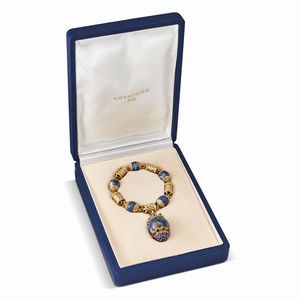 CAZZANIGA BRACCIALE A CATENA CON LAPISLAZZULI E PIETRE DI COLORE  - Asta Gioielli - Associazione Nazionale - Case d'Asta italiane