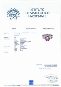 ANELLO CON ZAFFIRO ROSA BIRMANO E DIAMANTI  - Asta Gioielli - Associazione Nazionale - Case d'Asta italiane